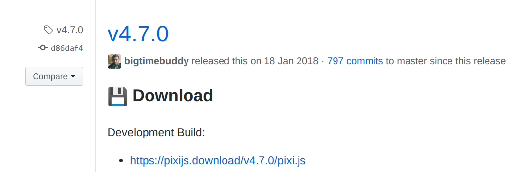 PIXI v4.7.0，2018 年 1月 18 日发布